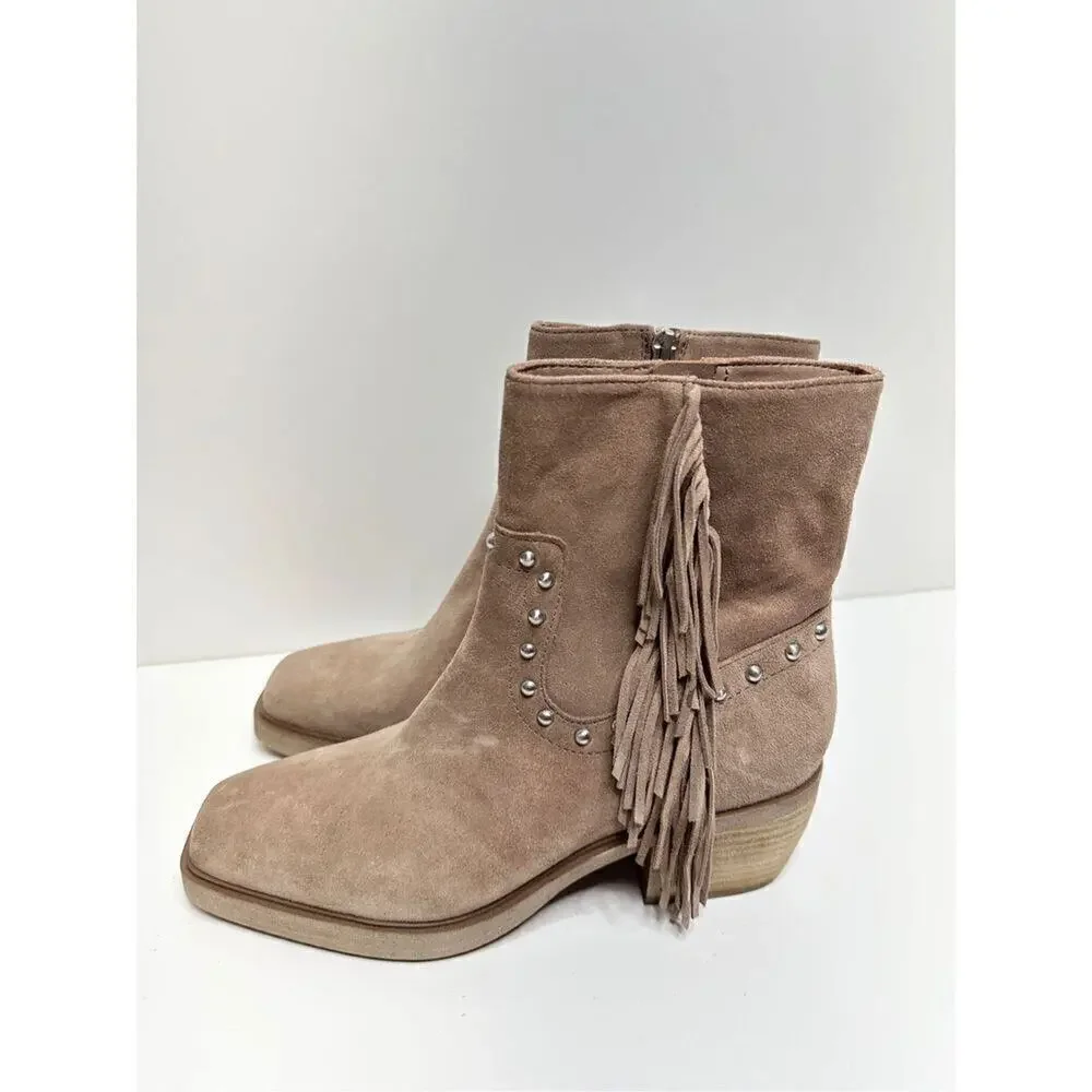 Sam Edelman Bernie Boots Womens Size‎ 5.5 Suede Fringe Detailing Zip Western - Picture 3 of 11